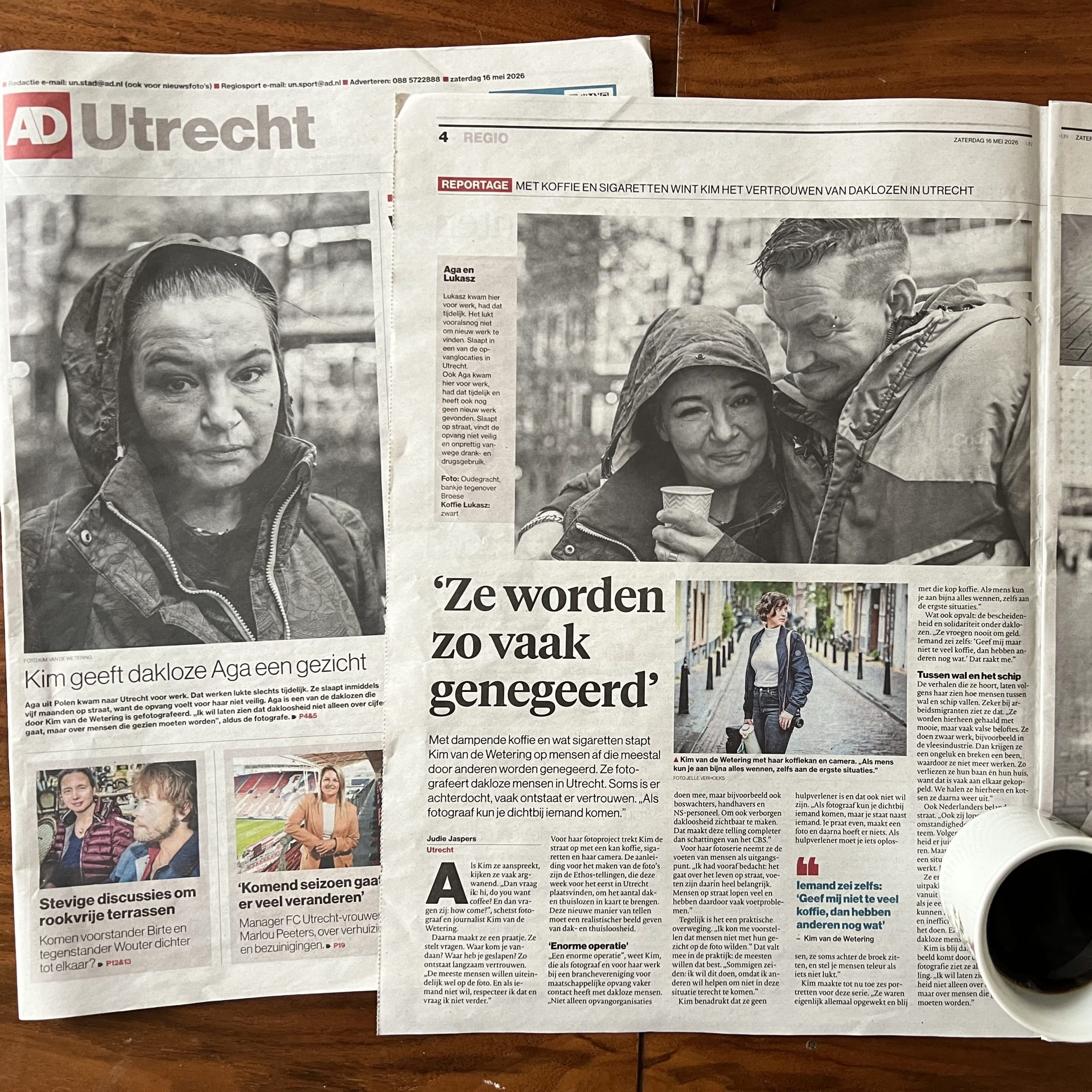 AD Utrecht interview Kim van de Wetering koffie en voeten